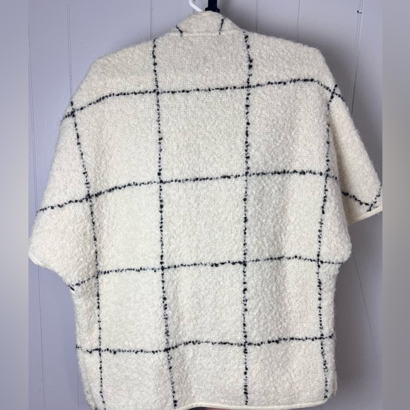 AKRIS PUNTO- Cream Checkered wool poncho Size: 4 - Picture 5 of 7